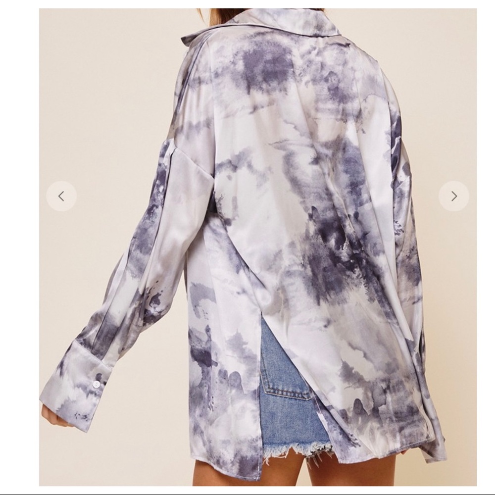 #46 Paige Tie Dye Print Boyfriend Shirt with Matching Crop Top - Picture 4 of 10